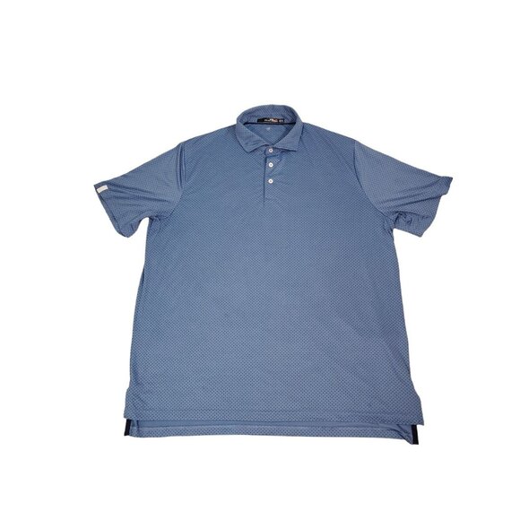 RLX Ralph Lauren Men's XL Blue Geometric Print Short Sleeve Wicking Polo Shirt - Picture 3 of 6